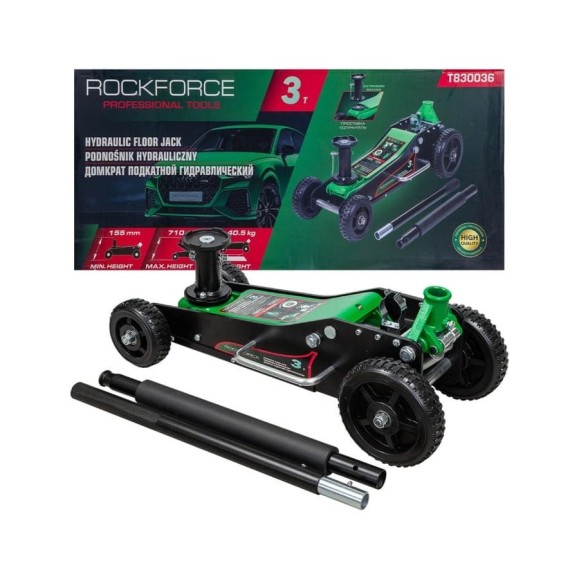 Домкрат подкатной гидравлический Rockforce 3т (h min 155мм, h max 710мм) RF-T830036(58817) Домкрат подкатной гидравлический Rockforce 3т (h min 155мм, h max 710мм) RF-T830036(58817)
