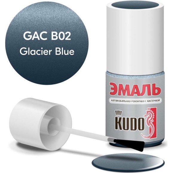 Эмаль автомобильная ремонтная с кисточкой KUDO GAC B02 GLACIER BLUE металлик KU-74354