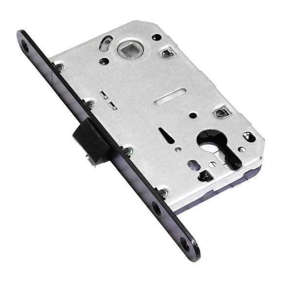 Корпус замка Doorlock V 431/С/50/85/18/Black, черный, под цилиндр, бэксет 50 мм, межосевое расстояние 85 мм, фронтальная планка шириной 18 мм 79122