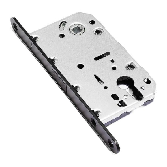 Корпус замка с магнитной защелкой Doorlock DL451M/С/50/85/18/Black, черный, под цилиндр, бэксет 50 мм, межосевое расстояние 85 мм 75292