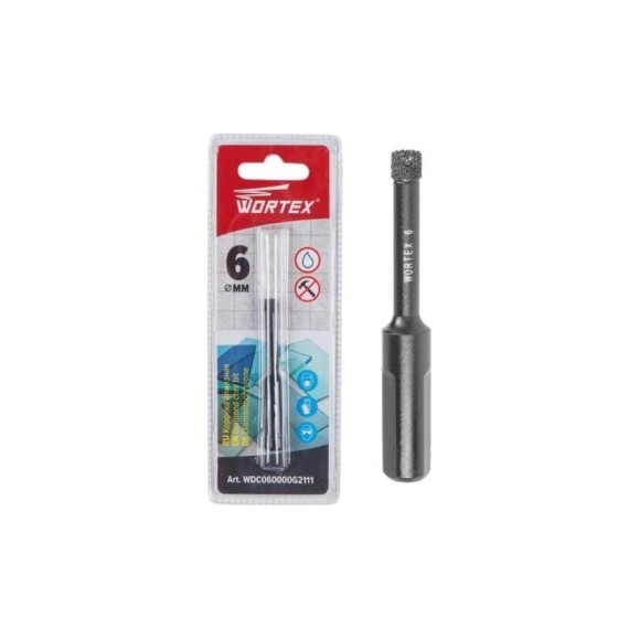 Коронка алмазная 6 мм, керамогранит WORTEX WDC060000G2111 Коронка алмазная 6 мм, керамогранит WORTEX WDC060000G2111