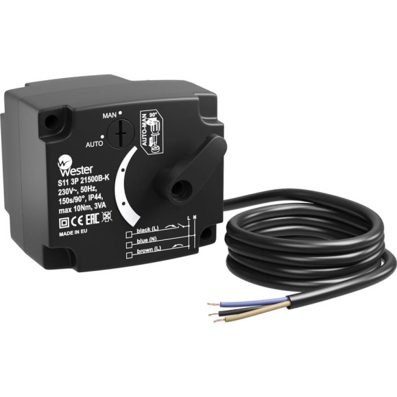 Привод Wester S11 3P 21500B-K 230 VAC 50 Hz 150s/90 3-точ. SPDT 10 Nm 0-04-0106 Привод Wester S11 3P 21500B-K 230 VAC 50 Hz 150s/90 3-точ. SPDT 10 Nm 0-04-0106