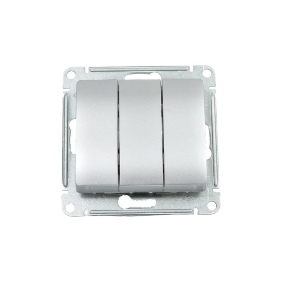 3-клавишный механизм выключателя Systeme Electric скрытой проводки Glossa 10А IP20 1+1+1 10AX алюминий GSL000331 3-клавишный механизм выключателя Systeme Electric скрытой проводки Glossa 10А IP20 1+1+1 10AX алюминий GSL000331