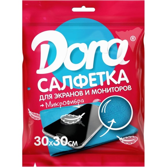 Салфетка из микрофибры Dora для экранов, мониторов и электротехники, 30x30см 2001-006