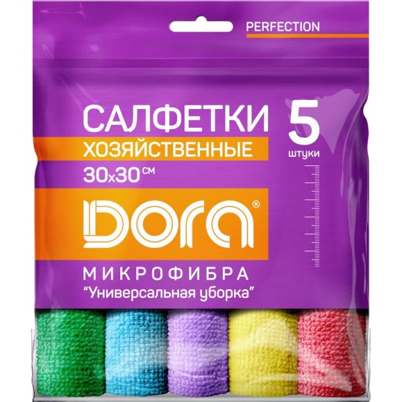 Салфетка из микрофибры Универсальная, 30x30см, 5шт Dora 2001-002