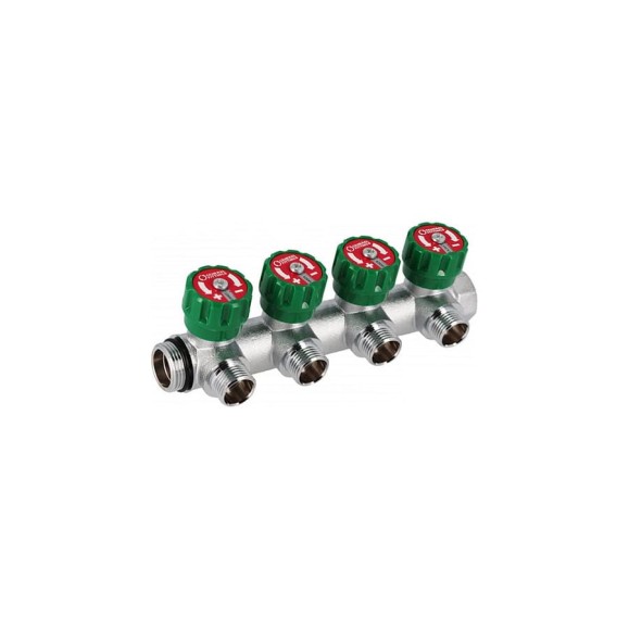 Коллектор Hoobs латунный хром 1" x 3/4" (евроконус) - 4 вых. 03106H Коллектор Hoobs латунный хром 1" x 3/4" (евроконус) - 4 вых. 03106H