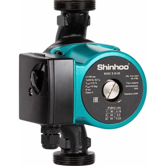 Насос циркуляционный Shinhoo BASIC S 15-6S 230V 130мм 71211012 Насос циркуляционный Shinhoo BASIC S 15-6S 230V 130мм 71211012