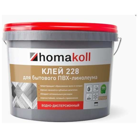 Клей для бытового линолеума Homakoll 228 4 кг, водно-дисперсионный 4680136700386 Клей для бытового линолеума Homakoll 228 4 кг, водно-дисперсионный 4680136700386