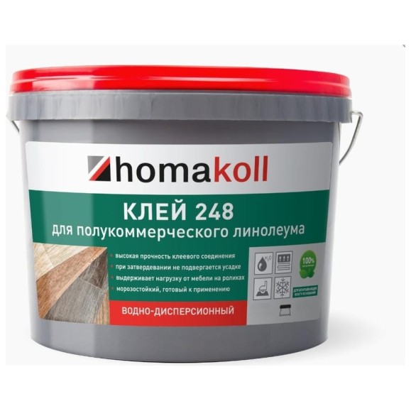 Клей для полукоммерческого линолеума Homakoll 248 4 кг, водно-дисперсионный 4680136700416