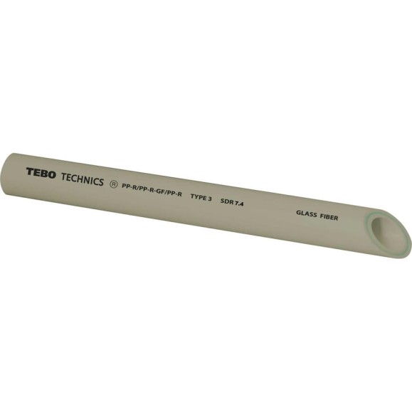 Труба TEBO PPR 50x6,9мм SDR7, 4 армированная стекловолокном, 4м, серый 031010506