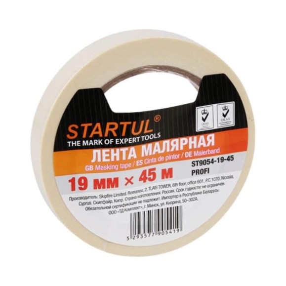 Лента малярная STARTUL 19 мм, 45 м, PROFI, белая ST9054-19-45 Лента малярная STARTUL 19 мм, 45 м, PROFI, белая ST9054-19-45