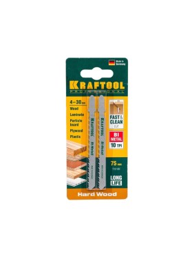 Пилки Kraftool Bi-Metall для электролобзика по твердому дереву 75x2.5 мм чистый рез 2 шт. EU 159507-2.5