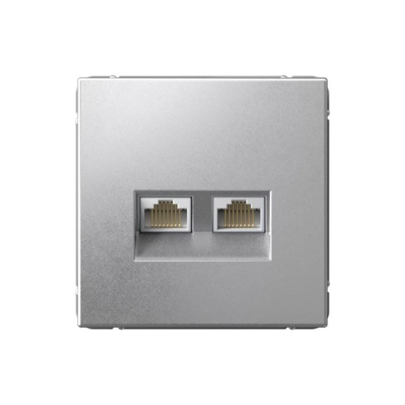 Розетка двойная компьютерная Systeme Electric ArtGallery Алюминий RJ45+RJ45, кат.6А, механизм GAL000388
