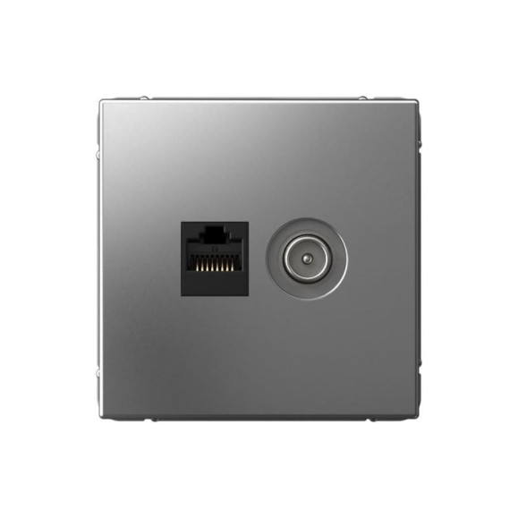 Розетка двойная ТВ + компьютерная Systeme Electric ArtGallery Сталь RJ45, кат. 5Е GAL000989 Розетка двойная ТВ + компьютерная Systeme Electric ArtGallery Сталь RJ45, кат. 5Е GAL000989