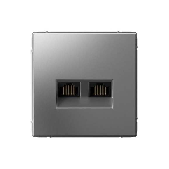 Розетка двойная компьютерная Systeme Electric ArtGallery Сталь RJ45+RJ45, кат.6А, механизм GAL000988
