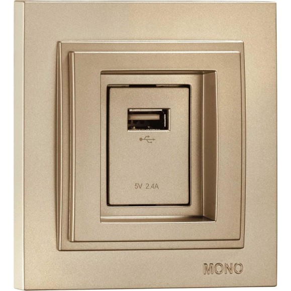 Розетка c USB ЗАРЯДКОЙ MONO ELECTRIC Despina Титан 102-222205-177