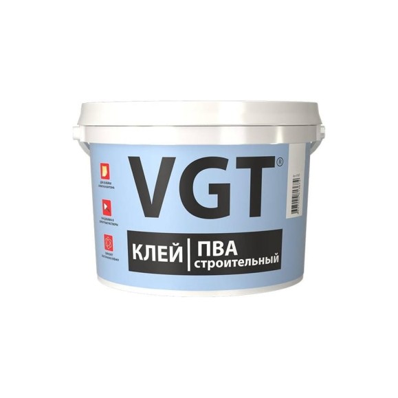 Клей ПВА строительный VGT для добавки к цементному раствору и приклеиванию бумаги 1 кг 18632 Клей ПВА строительный VGT для добавки к цементному раствору и приклеиванию бумаги 1 кг 18632