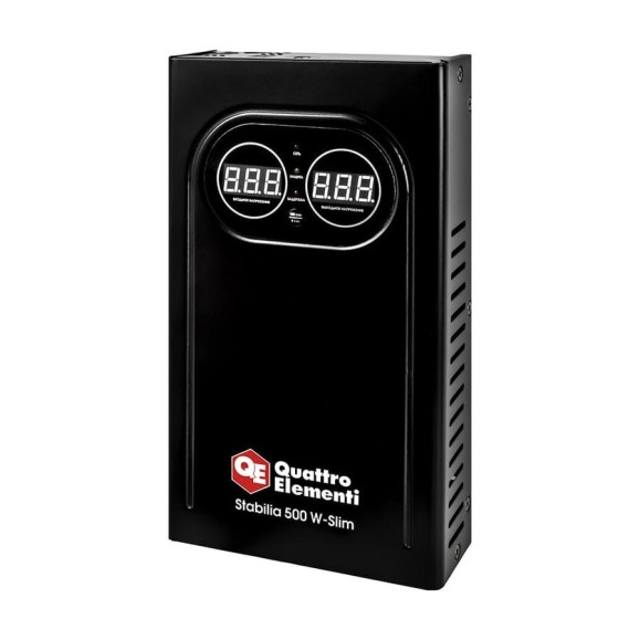 Стабилизатор напряжения настенный QUATTRO ELEMENTI Stabilia 500 W-Slim (500 ВА, 140-270 В) 917-766