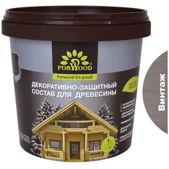 Декоративно-защитный состав для древесины Forwood ВДПФ-1601 винтаж, 1 л 4630058024251 Декоративно-защитный состав для древесины Forwood ВДПФ-1601 винтаж, 1 л 4630058024251