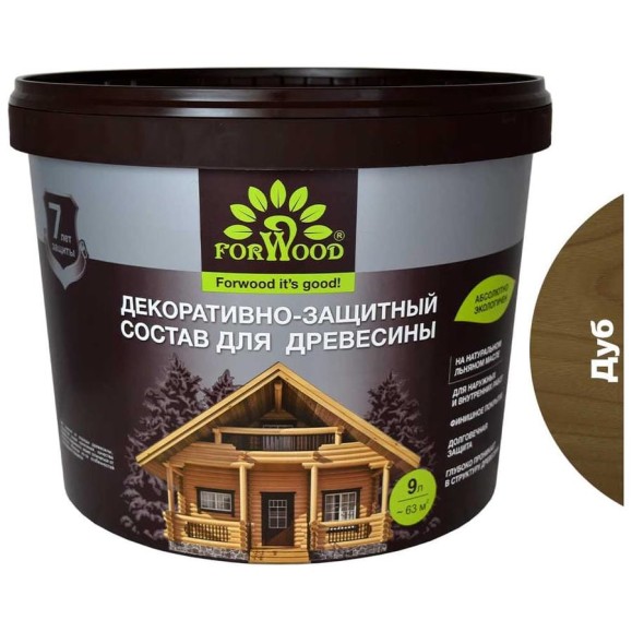Декоративно-защитный состав для древесины Forwood ВДПФ-1601 дуб, 9 л 4630058024336