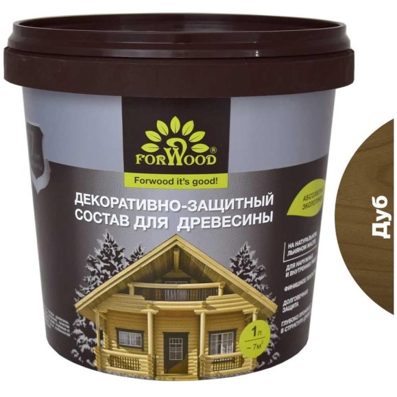 Декоративно-защитный состав для древесины Forwood ВДПФ-1601 дуб, 1 л 4630058024312