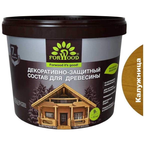 Декоративно-защитный состав для древесины Forwood ВДПФ-1601 калужница, 9 л 4630058024367