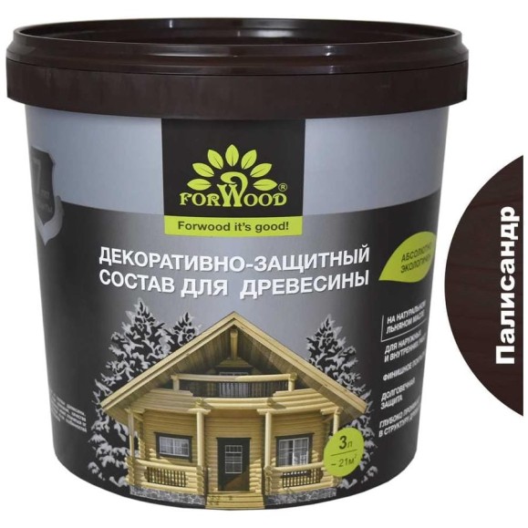 Декоративно-защитный состав для древесины Forwood ВДПФ-1601 палисандр, 3 л 4630058024473 Декоративно-защитный состав для древесины Forwood ВДПФ-1601 палисандр, 3 л 4630058024473
