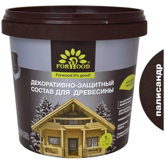 Декоративно-защитный состав для древесины Forwood ВДПФ-1601 палисандр, 1 л 4630058024466 Декоративно-защитный состав для древесины Forwood ВДПФ-1601 палисандр, 1 л 4630058024466