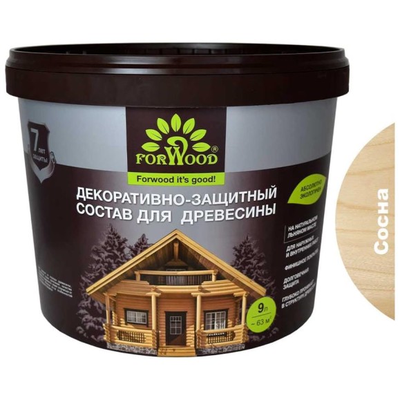 Декоративно-защитный состав для древесины Forwood ВДПФ-1601 сосна, 9 л 4630058024510 Декоративно-защитный состав для древесины Forwood ВДПФ-1601 сосна, 9 л 4630058024510