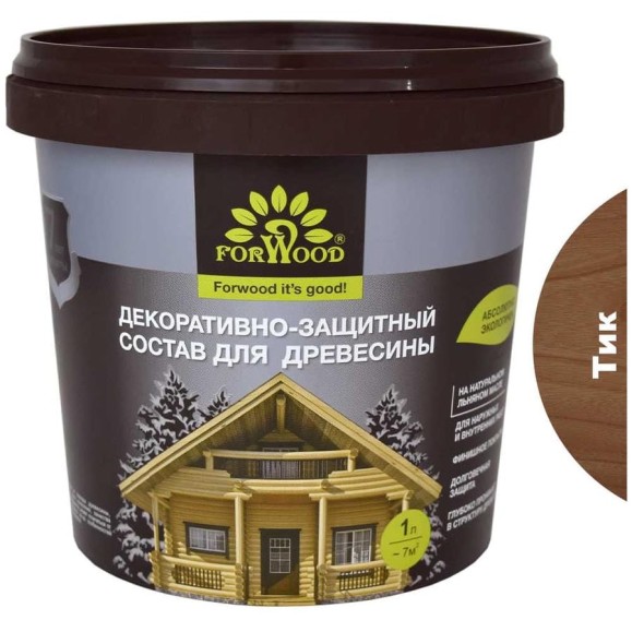 Декоративно-защитный состав для древесины Forwood ВДПФ-1601 тик, 1 л 4630058024527 Декоративно-защитный состав для древесины Forwood ВДПФ-1601 тик, 1 л 4630058024527
