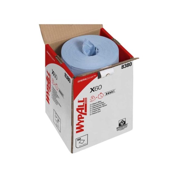 Рулон в коробке Kimberly-Clark WYPALL X60 Multibox, голубой, 150 салф/упак 8380