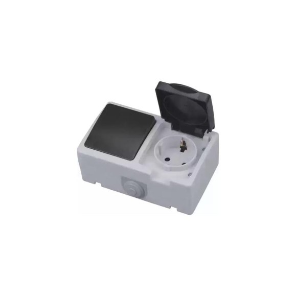 Одинарная розетка Horoz Electric с одинарным выключателем накладной с/з ATOM (1-GANG GROUNDED SOCKET _ 1-GANG 10A/250V IP54 112-100-0003 HRZ01001525 Одинарная розетка Horoz Electric с одинарным выключателем накладной с/з ATOM (1-GANG GROUNDED SOCKET _ 1-GANG 10A/250V IP54 112-100-0003 HRZ01001525