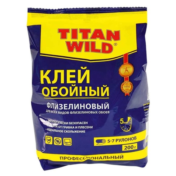 Обойный флизелиновый клей TITAN WILD пакетик 200 Б/И TWF200SP Обойный флизелиновый клей TITAN WILD пакетик 200 Б/И TWF200SP