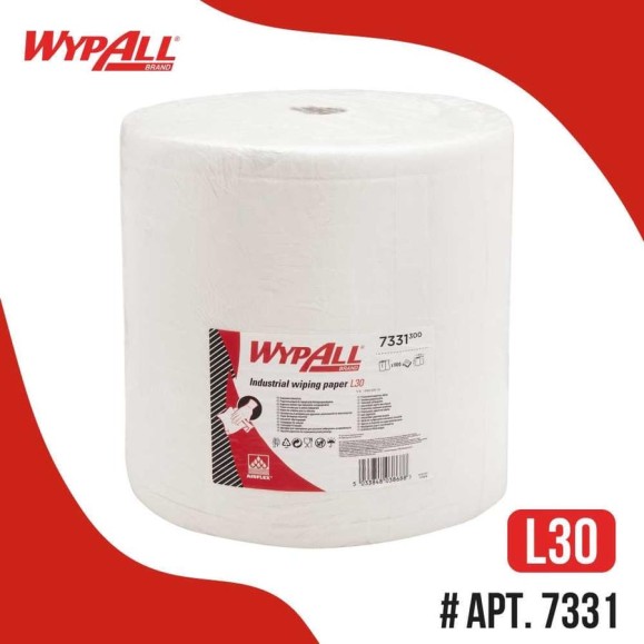 Протирочный материал Kimberly-Clark WYPALL L30 в рулоне, 3-х слойный, белый, 1000 листов/рул 7331