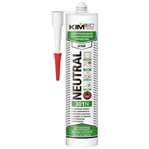 Силиконовый нейтральный герметик KIM TEC белый 301N 280мл 02-01-61