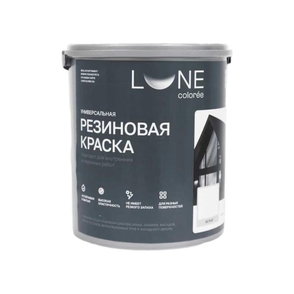 Краска резиновая универсальная Lune Coloree цвет белый, 3 кг 40858