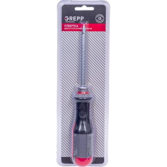 Двусторонняя отвертка GREPP PH2х100-SL6х100 мм, CrV, 3х комп.рукоятка 202-043 Двусторонняя отвертка GREPP PH2х100-SL6х100 мм, CrV, 3х комп.рукоятка 202-043