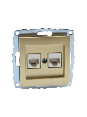 Розетка компьютерная 2-местная MONO ELECTRIC L / D Механизм (2хRj45 Cat 6) Титан 500-002205-126
