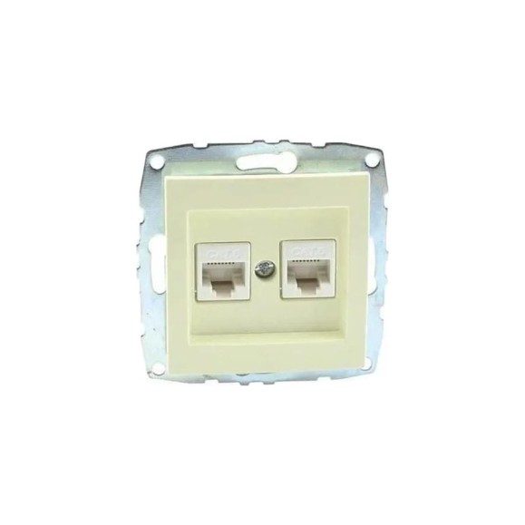 Розетка компьютерная 2-местная MONO ELECTRIC L / D Механизм (2хRj45 Cat 6) Кремовая 500-001705-126 Розетка компьютерная 2-местная MONO ELECTRIC L / D Механизм (2хRj45 Cat 6) Кремовая 500-001705-126