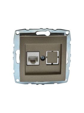 Розетка компьютерная MONO ELECTRIC L / D Механизм (Rj45 Cat 6) Бронза 500-002305-125