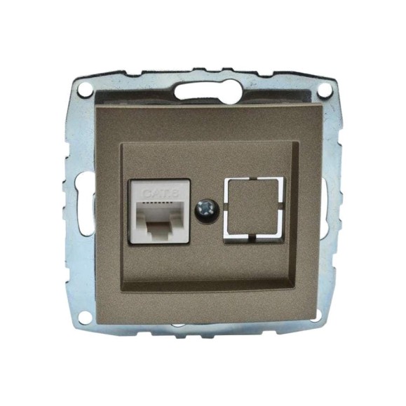 Розетка компьютерная MONO ELECTRIC L / D Механизм (Rj45 Cat 6) Бронза 500-002305-125