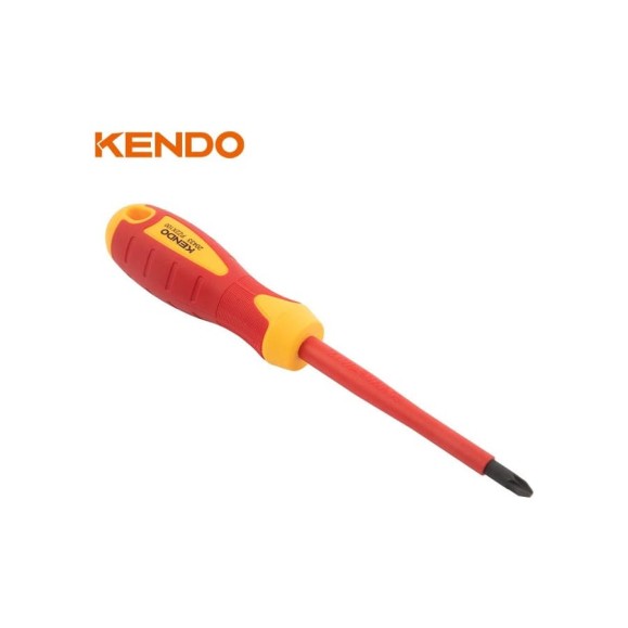 Отвертка диэлектрическая KENDO VDE PZ2x100 мм 20433 Отвертка диэлектрическая KENDO VDE PZ2x100 мм 20433