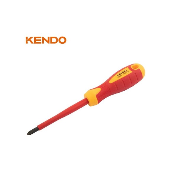 Отвертка диэлектрическая KENDO VDE PH0x60 мм 20421 Отвертка диэлектрическая KENDO VDE PH0x60 мм 20421