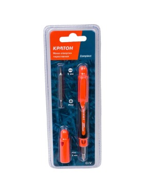 Переставная миниотвертка Complect 2 х 2 в 1 (PH0/SL3/PH1 /SL5, 70 мм) Кратон 2 09 05 008