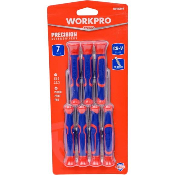 Набор прецизионных отверток WORKPRO CR-V, крест+шлиц, 7 шт. WP200509 Набор прецизионных отверток WORKPRO CR-V, крест+шлиц, 7 шт. WP200509