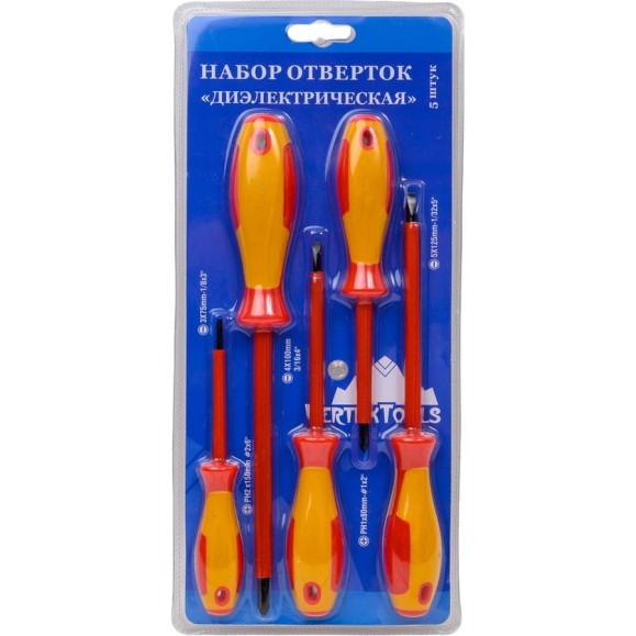 Набор отверток электрика vertextools 5 предметов 0033-02
