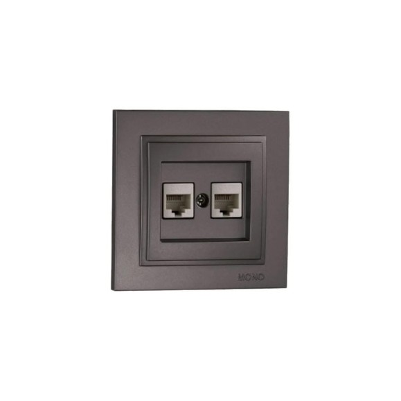 Розетка компьютерная+телефонная MONO ELECTRIC Despına Цифровая (Rj45 Cat 6, Rj11 Cat3) Графит 102-202005-132