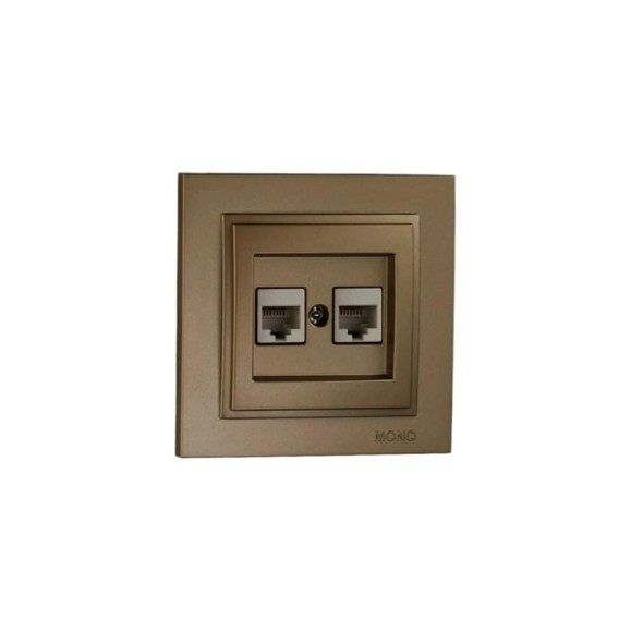 Розетка компьютерная+телефонная MONO ELECTRIC Despına Цифровая (Rj45 Cat 6, Rj11 Cat3) Бронза 102-232305-132