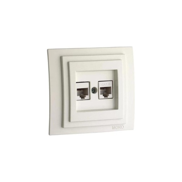 Розетка компьютерная+телефонная MONO ELECTRIC Larıssa Цифровая (Rj45 Cat 6, Rj11 Cat3) Белая 103-191905-132