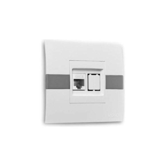Розетка компьютерная MONO ELECTRIC Eco (Rj45 Cat 6) Белый/Серый 101-010204-125
